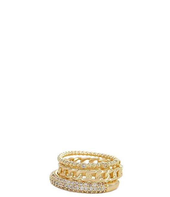 Anna & Ava Waterproof Link And Pave Stacked Ring Set