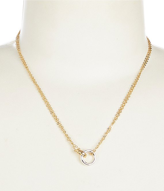Anna & Ava Waterproof Two Tone Interlocking Rings Short Pendant Necklace