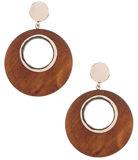 Anna & Ava Wood Disc Drop Earrings