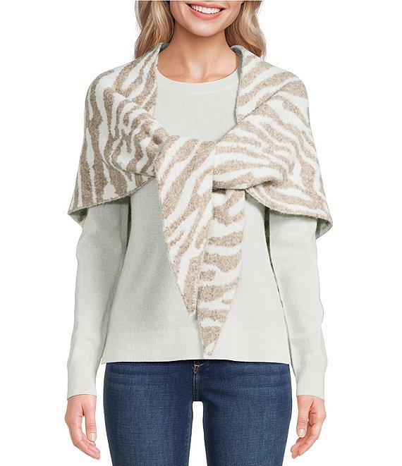 Anna & Ava Zebra Print Knit Triangle Scarf