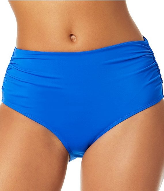 Anne Cole Live In Color Convertible High Waisted Shirred Swim Bottom, Azure - Image 1