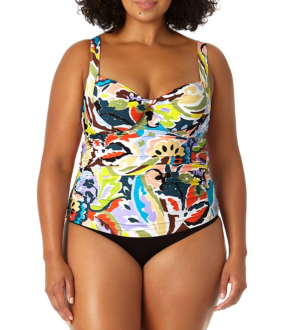 Anne Cole Plus Size Kashmir Paisley Print Retro Twisted Underwire Tankini Swim Top And High 7865