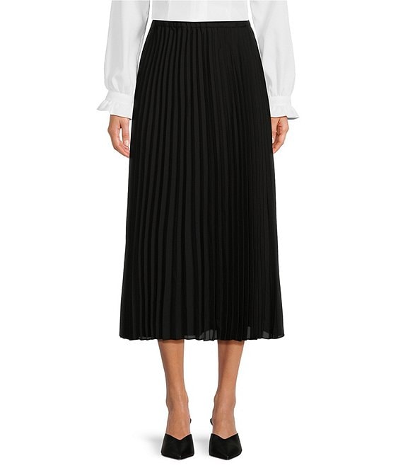 Anne Klein A-Line Pull-On Pleated Midi Skirt | Dillard's
