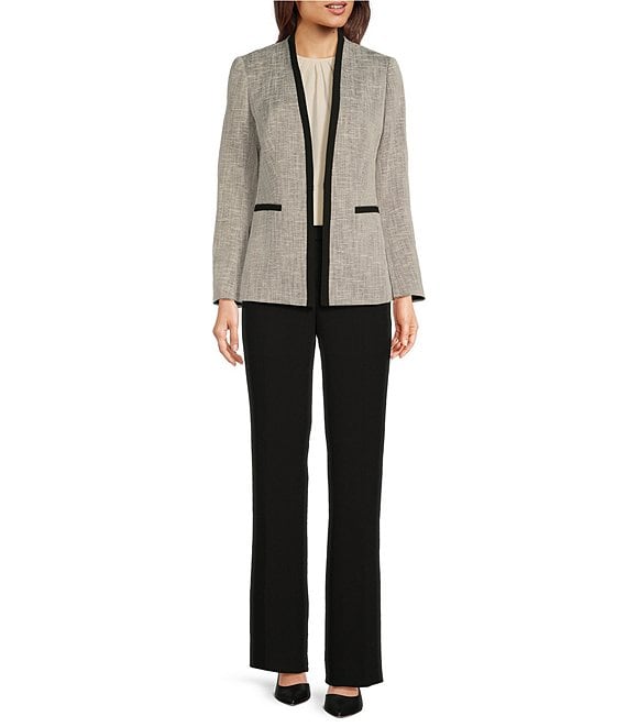 Anne Klein Boucle Open Front Long Sleeve Jacket