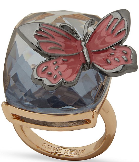 Anne Klein Butterfly On Stone Statement Ring