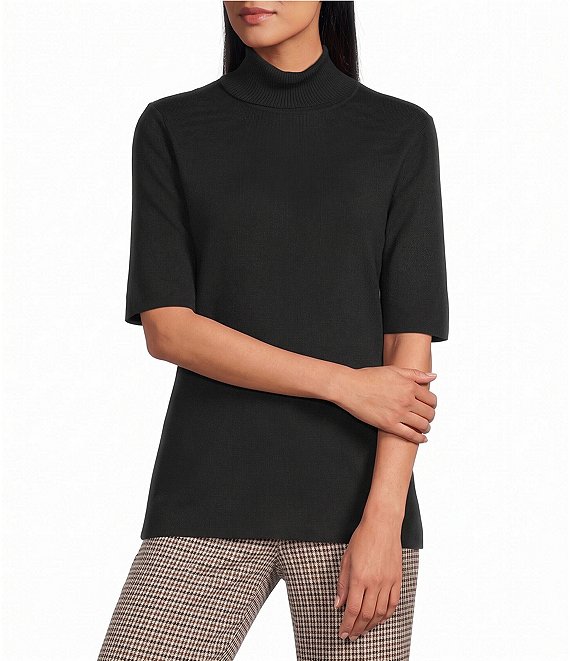Anne Klein Extended Short Sleeve Turtleneck Top