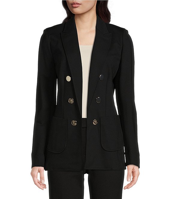 Anne Klein Faux Double Breasted Jacket With Patch Pockets