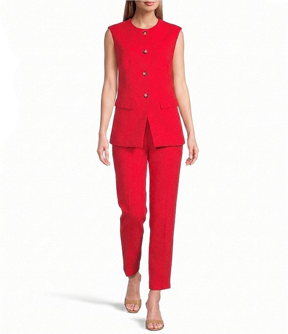 Anne Klein Four Button Vest With Flap Pockets