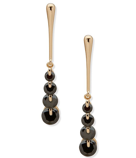 Anne Klein Gold Tone Rounded CZ Linear Earrings