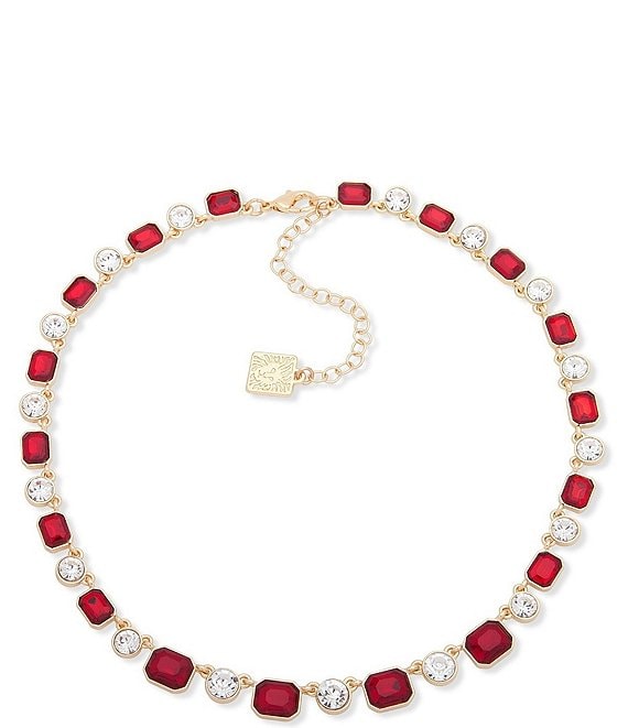 Anne Klein Gold Tone Siam Crystal Collar Necklace | Dillard's
