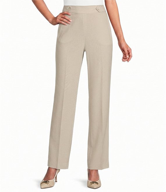 Anne Klein High Rise Wide Leg Pull On Linen Blend Pants
