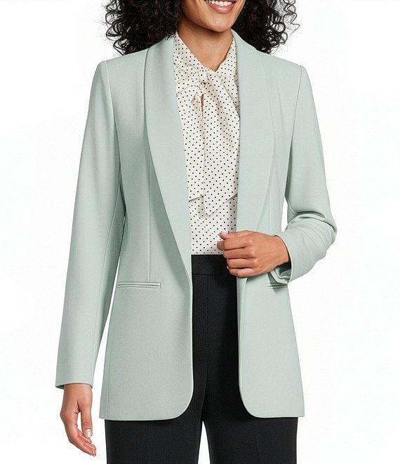 Anne Klein Long Sleeve Front Hip Pocket Open Front Stretch Blazer
