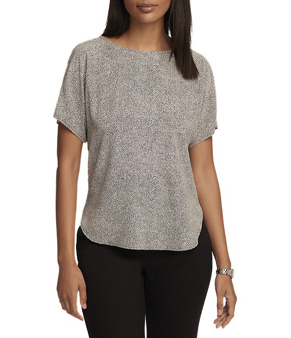 Anne Klein Mini Dot Short Sleeve Blouse