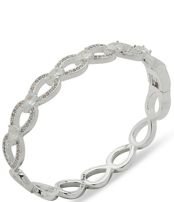 Anne Klein Navette Pearl Open Hinge Bracelet