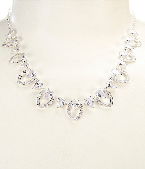 Anne Klein Navette Rhinestone Frontal Collar Necklace
