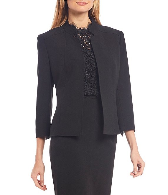 Anne Klein Notch Collar 3/4 Sleeve Seamed Jacket
