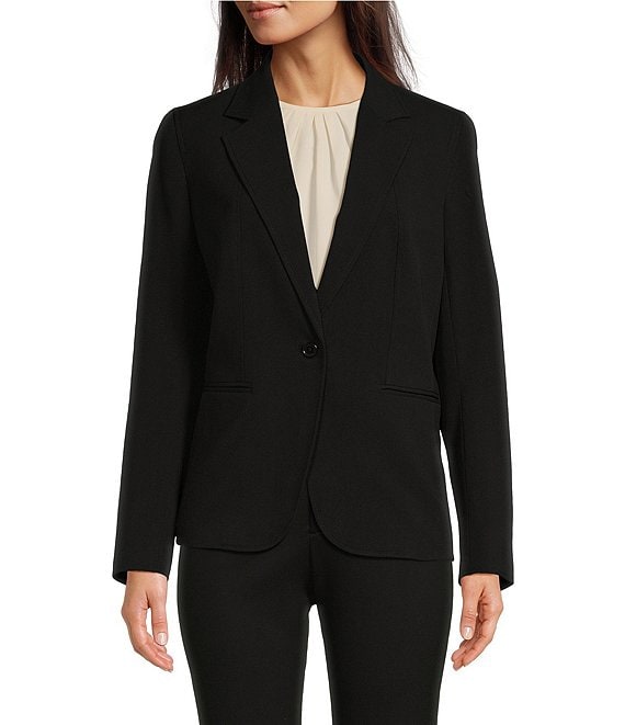 Anne Klein One Button Notch Collar Jacket With Princess Seams