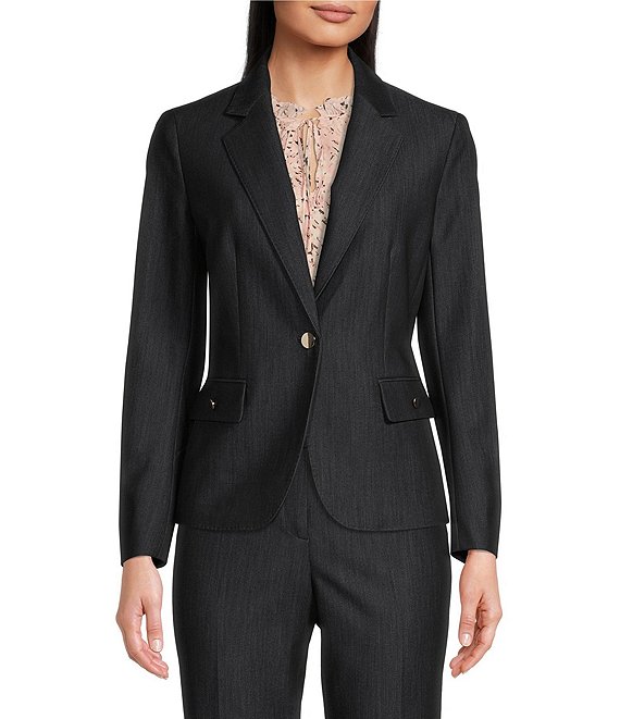 Anne Klein One Button Peak Lapel Long Sleeve Blazer Jacket | Dillard's