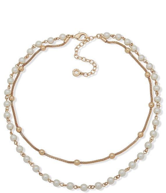 Anne Klein Pearl Convertible Chain Short Multi Strand Necklace | Dillard's