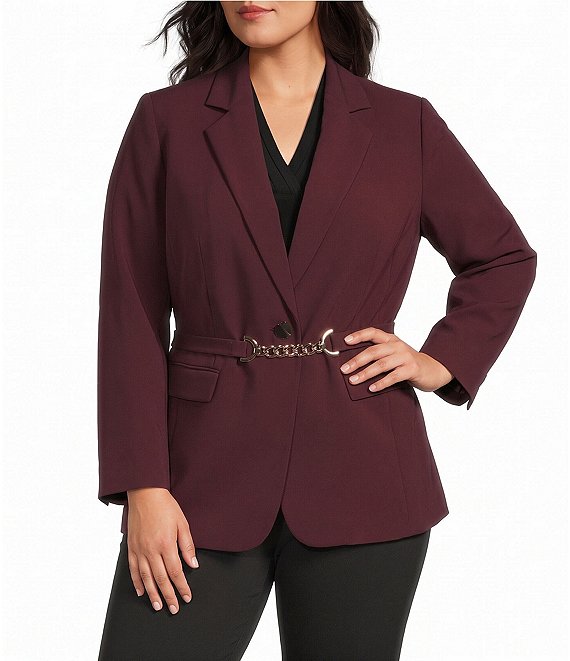 Anne Klein Plus Belted Liberty Stretch Jacket