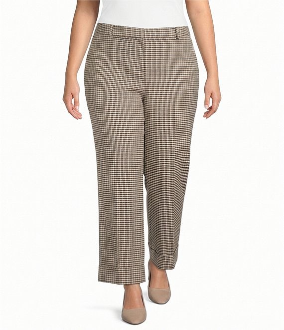 Anne Klein Plus Plaid Straight Cuff Ankle Coordinating Pants