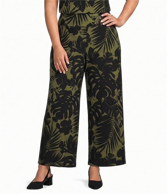 Anne Klein Plus Size Printed Jersey Palazzo Pants