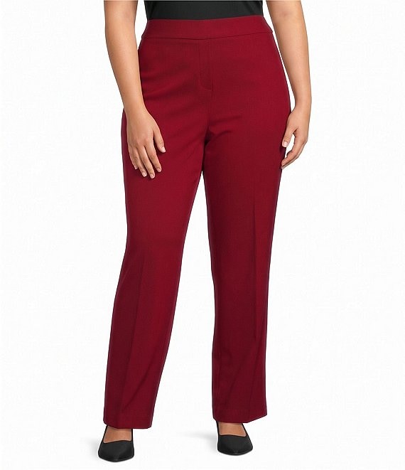 Anne Klein Plus Size Collection Compression Flat Front Pull-On Pants