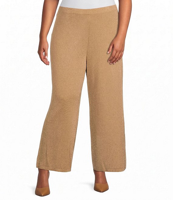 Anne Klein Plus Size Lurex Knit Pull-On Sweater Pants