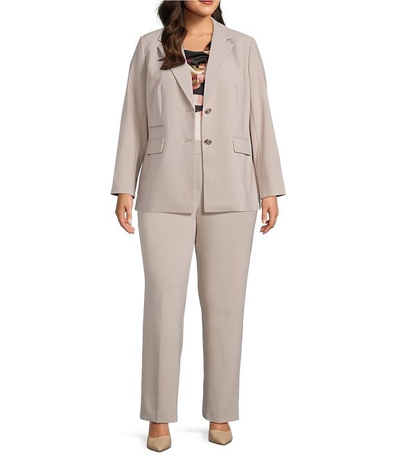 Anne Klein Plus Size Three Pocket Long Sleeve Notch Collar Coordinating Blazer