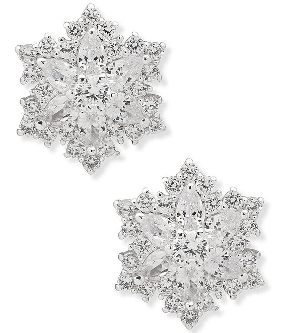 Anne Klein Silver Tone Snowflake Stud Earrings