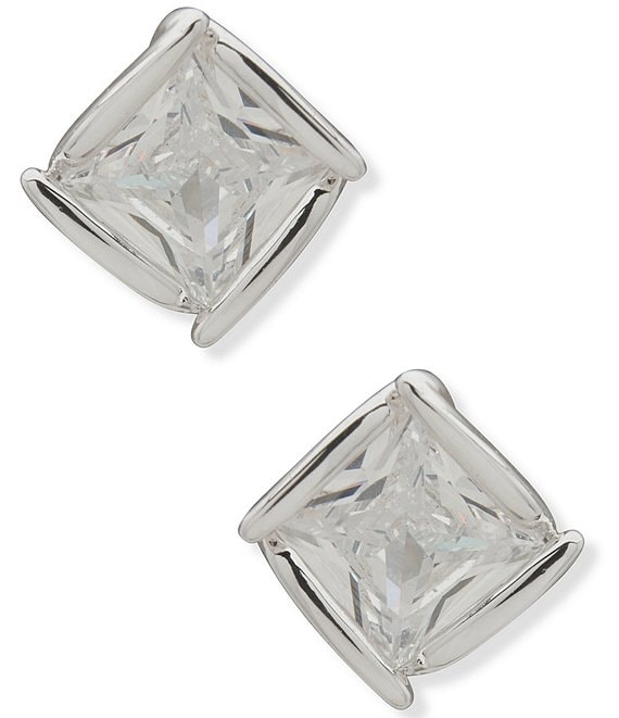 Anne Klein Silver Tone Stone Stud Earrings