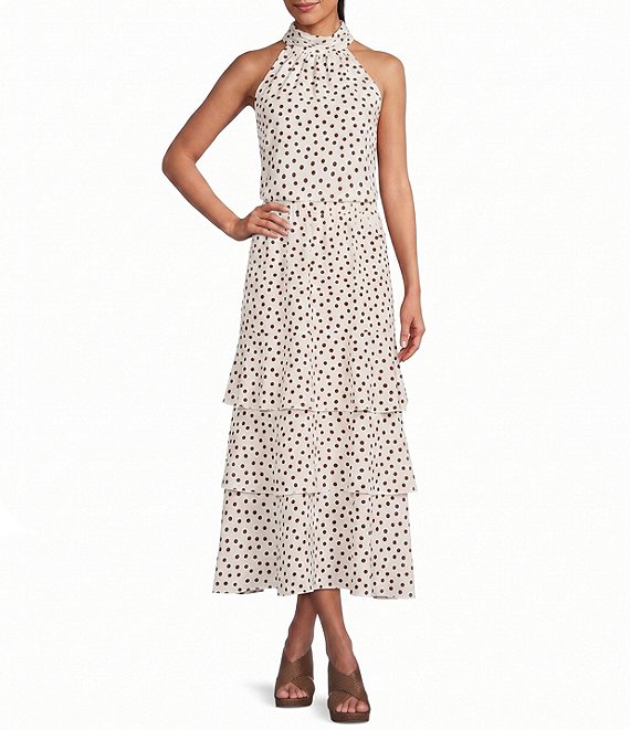 Anne Klein Sleeveless Dotted Coordinating Halter Blouse