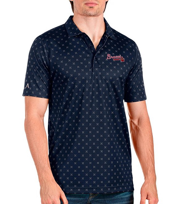 Color:Navy - Image 1 - MLB Atlanta Braves Spark Short-Sleeve Polo Shirt