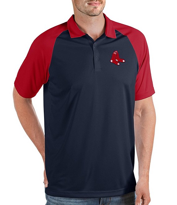 Color:Navy/Dark Red - Image 1 - MLB Boston Red Sox Nova Short-Sleeve Colorblock Polo Shirt