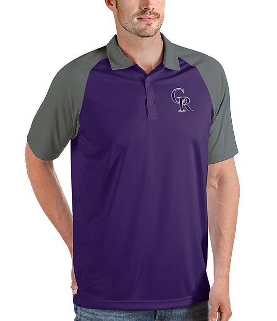 Color:Dark Purple - Image 1 - MLB Colorado Rockies Nova Short-Sleeve Colorblock Polo Shirt