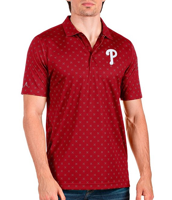 Color:Dark Red - Image 1 - MLB Philadelphia Phillies Spark Short-Sleeve Polo Shirt