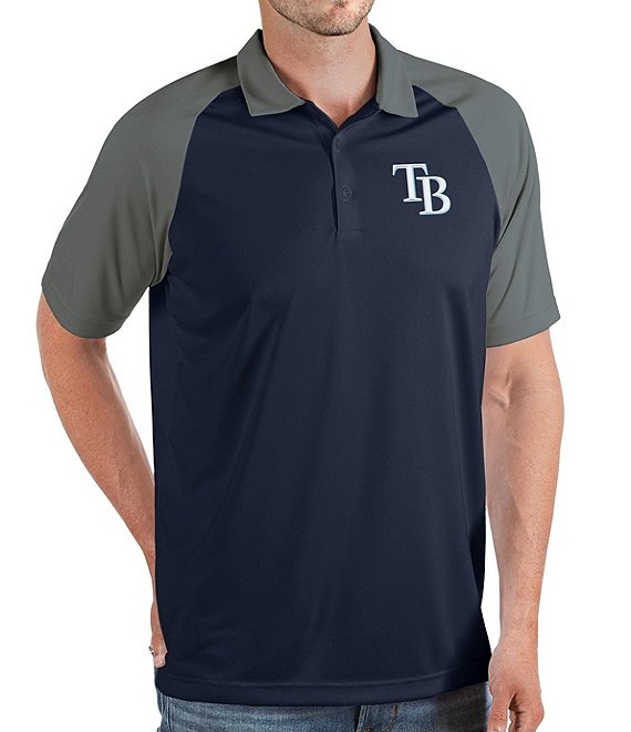 Color:Navy - Image 1 - MLB Tampa Bay Rays Nova Short-Sleeve Colorblock Polo Shirt
