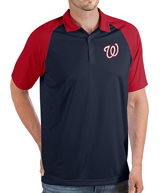 Color:Navy/Dark Red - Image 1 - MLB Washington Nationals Nova Short-Sleeve Colorblock Polo Shirt