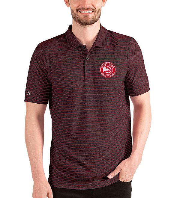 Color:Atlanta Hawks Black/Dark Red - Image 1 - NBA Eastern Conference Esteem Short Esteem Short Sleeve Polo Shirt