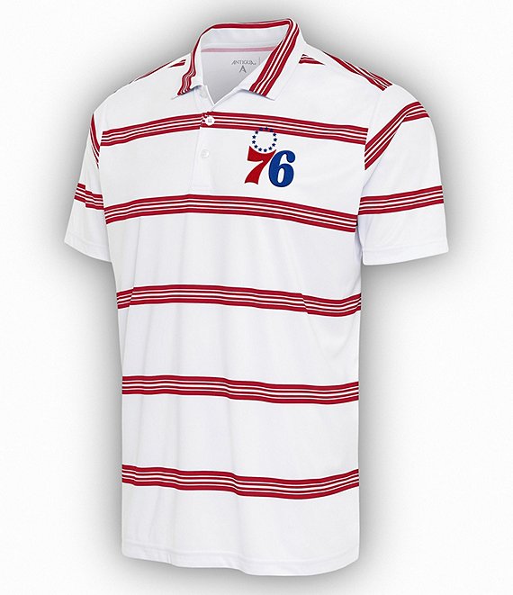 Color:Philadelphia 76ers DK Red - Image 1 - NBA Eastern Conference Groove Short-Sleeve Polo Shirt