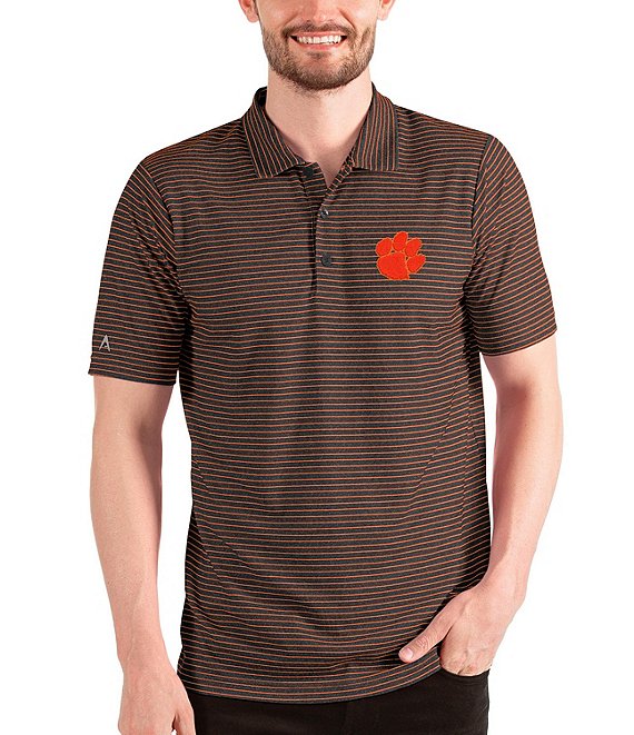 Color:Clemson Tigers Black/Mango - Image 1 - NCAA ACC Esteem Short-Sleeve Polo Shirt