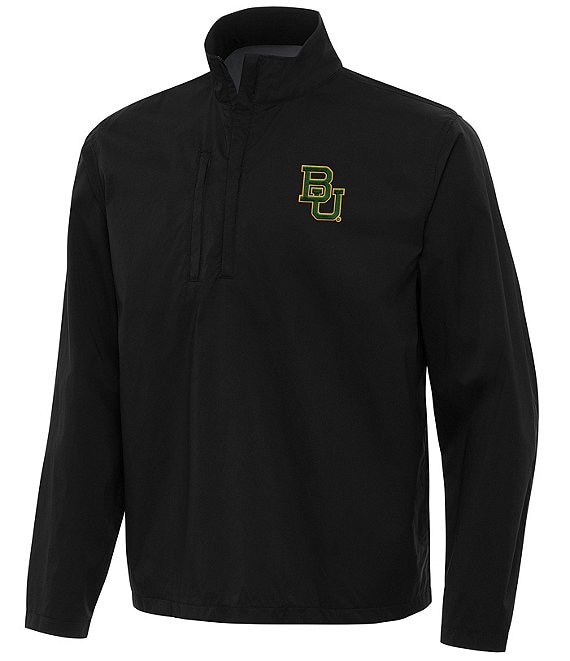 Antigua NCAA Big 12 Brisk Quarter-Zip Pullover, Baylor Bears Black - Image 1