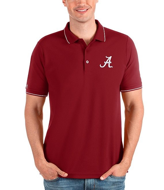 Color:Alabama Crimson Tide Cardinal/White - Image 1 - NCAA SEC Affluent Short-Sleeve Polo Shirt