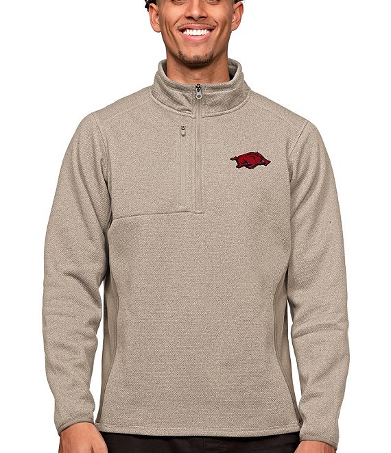 Color:Arkansas Razorbacks Oatmeal - Image 1 - NCAA SEC Course Pullover