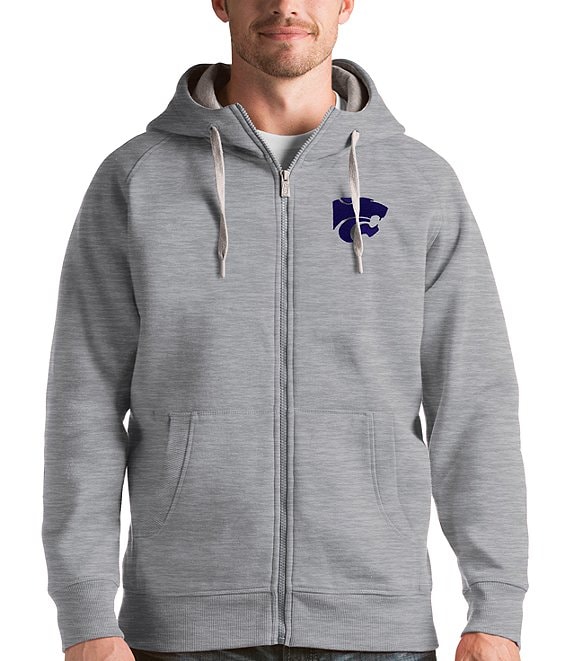 Color:Kansas State Wildcats Grey - Image 1 - NCAA Full-Zip Hooded Jacket