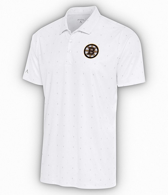 Color:Boston Bruins Grey Heather - Image 1 - NHL Eastern Conference 19th Hole Short Sleeve Polo Shirt