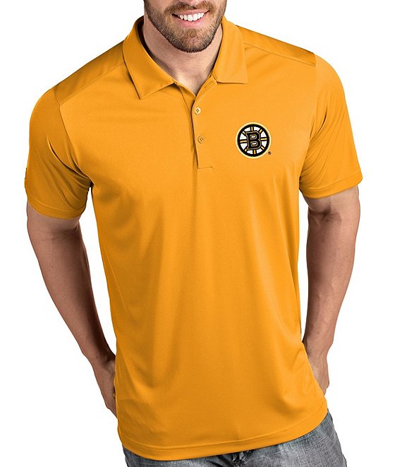 Color:Boston Bruins Gold - Image 1 - NHL Tribute Short-Sleeve Polo Shirt