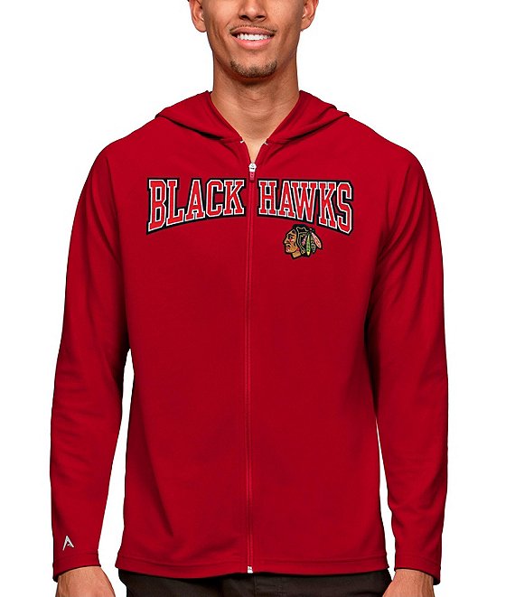 Color:Chicago Blackhawks Dark Red - Image 1 - NHL Western Conference Legacy Full-Zip Hoodie Jacket