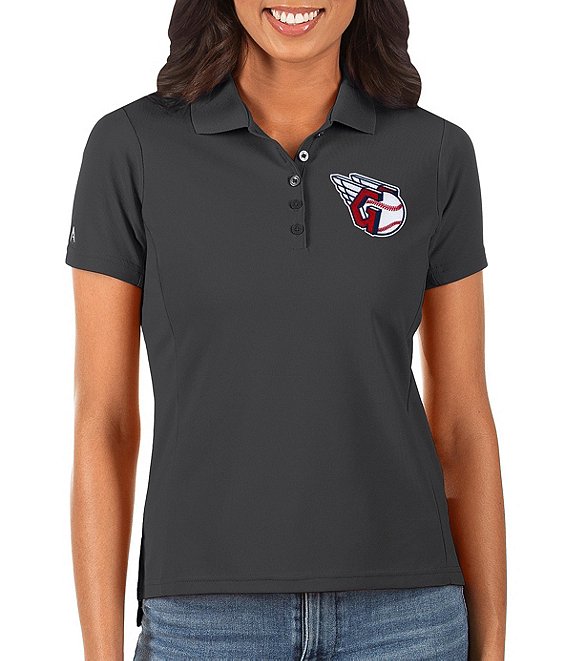 Antigua Women's MLB Cleveland Guardians Legacy Pique Short-Sleeve Polo Shirt, Mens, S, Navy