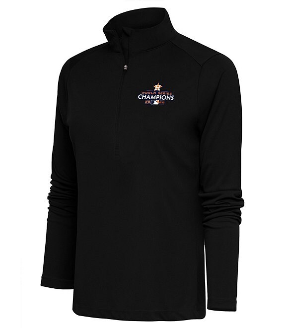 Color:Houston Astros Black - Image 1 - Women's MLB Houston Astros 2022 World Series Champions Tribute Half-Zip Pullover